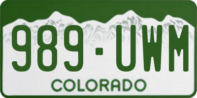 CO license plate 989UWM