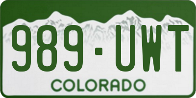 CO license plate 989UWT