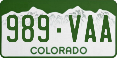 CO license plate 989VAA