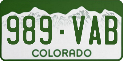 CO license plate 989VAB