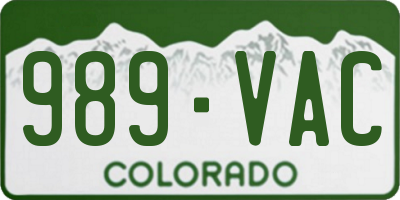 CO license plate 989VAC
