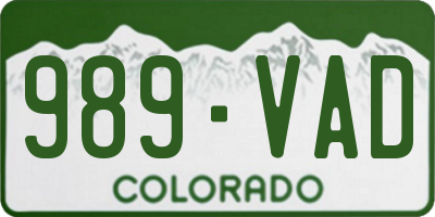 CO license plate 989VAD