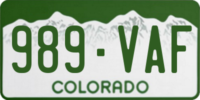 CO license plate 989VAF