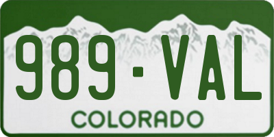 CO license plate 989VAL