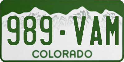 CO license plate 989VAM