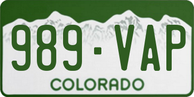 CO license plate 989VAP