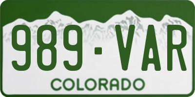 CO license plate 989VAR