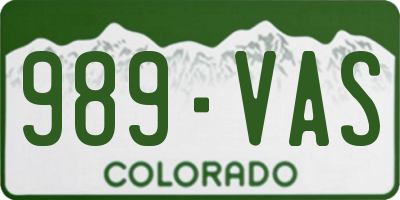 CO license plate 989VAS