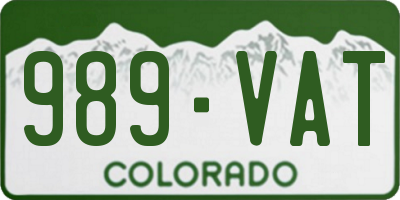 CO license plate 989VAT