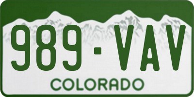 CO license plate 989VAV