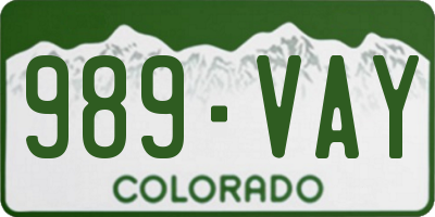 CO license plate 989VAY
