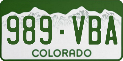 CO license plate 989VBA
