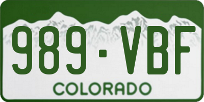 CO license plate 989VBF