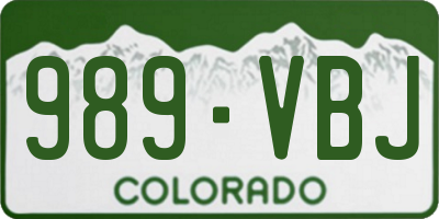 CO license plate 989VBJ