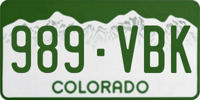 CO license plate 989VBK