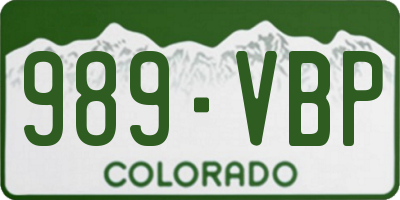 CO license plate 989VBP