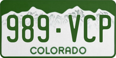 CO license plate 989VCP