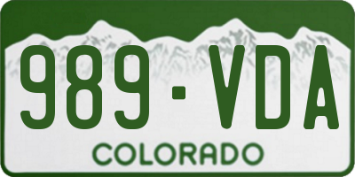 CO license plate 989VDA