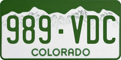 CO license plate 989VDC