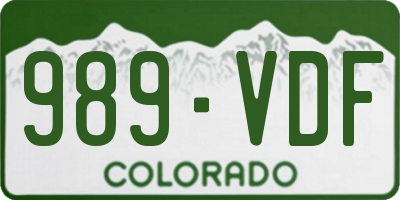 CO license plate 989VDF