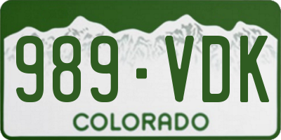 CO license plate 989VDK