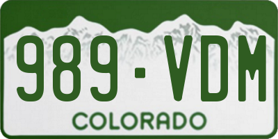 CO license plate 989VDM