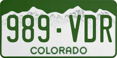 CO license plate 989VDR