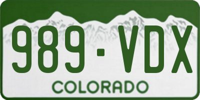CO license plate 989VDX