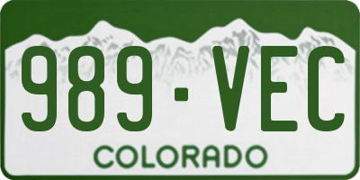 CO license plate 989VEC