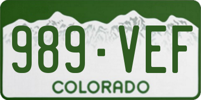 CO license plate 989VEF