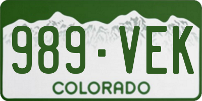 CO license plate 989VEK