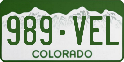 CO license plate 989VEL