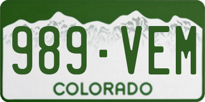 CO license plate 989VEM