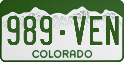 CO license plate 989VEN