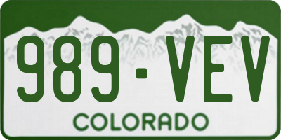 CO license plate 989VEV