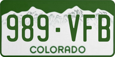CO license plate 989VFB