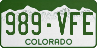 CO license plate 989VFE