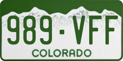 CO license plate 989VFF