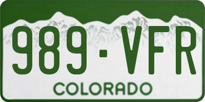 CO license plate 989VFR