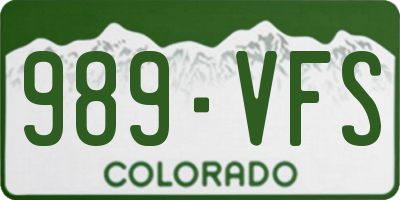 CO license plate 989VFS