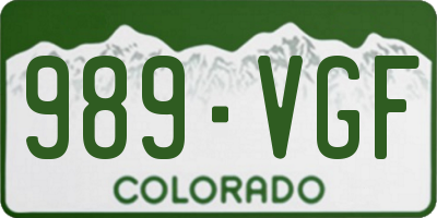 CO license plate 989VGF