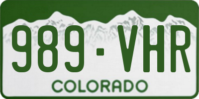 CO license plate 989VHR