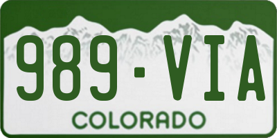 CO license plate 989VIA