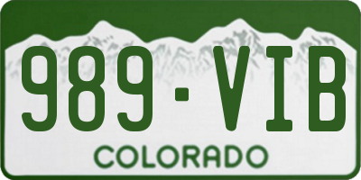 CO license plate 989VIB