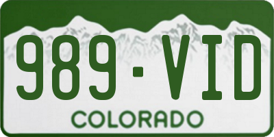 CO license plate 989VID