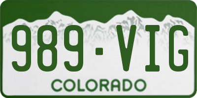 CO license plate 989VIG