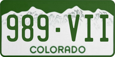 CO license plate 989VII