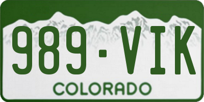 CO license plate 989VIK