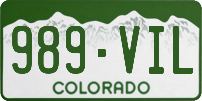 CO license plate 989VIL