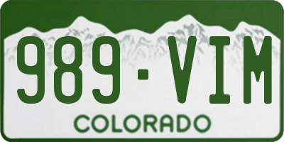 CO license plate 989VIM